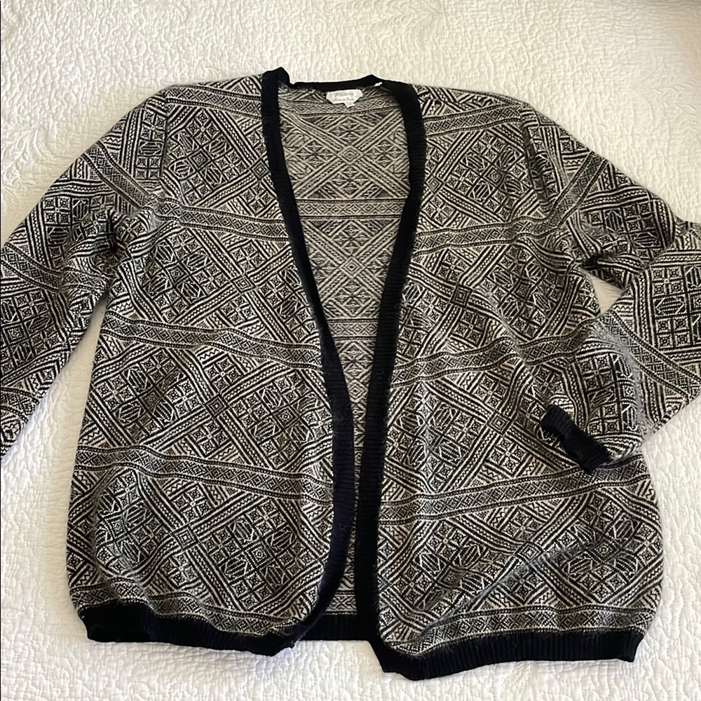 MaxMara Patterned Black and Tan Cardigan Sweater